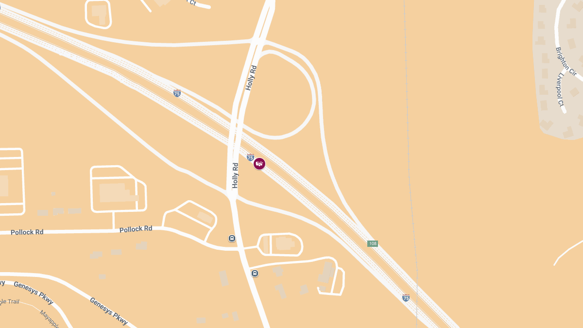 Crash with Injuries on SB I-75 Near Holly Rd