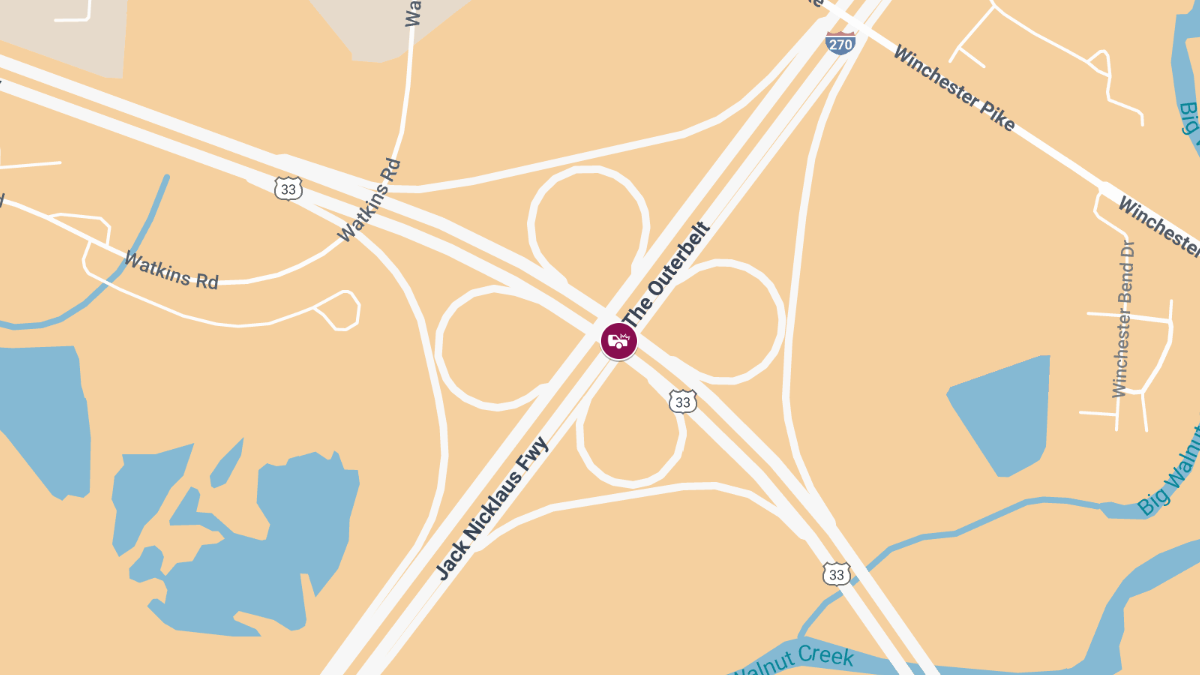 Crash with Injuries on US-33 E at I-270 S Interchange