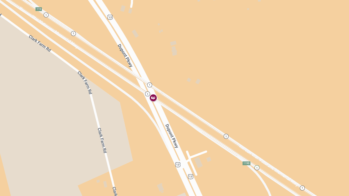 Entrapment Reported in Crash at Dupont Pkwy & RT 1 NB Ramp