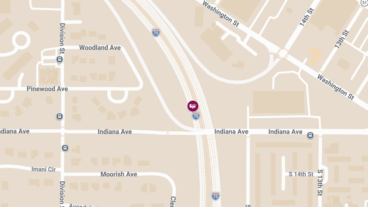 Injuries Reported in Collision on I-75 Near Indiana Ave & Washington St