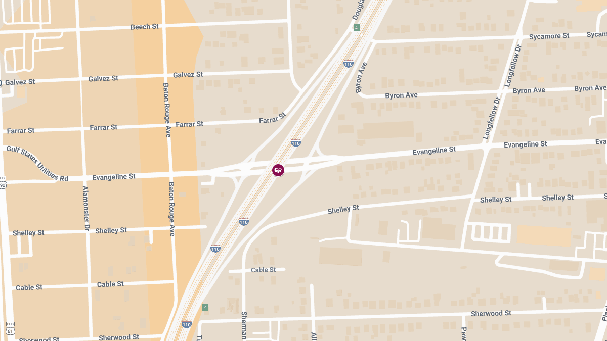 Injuries Reported in Crash on I-110 SB at Evangeline St Exit
