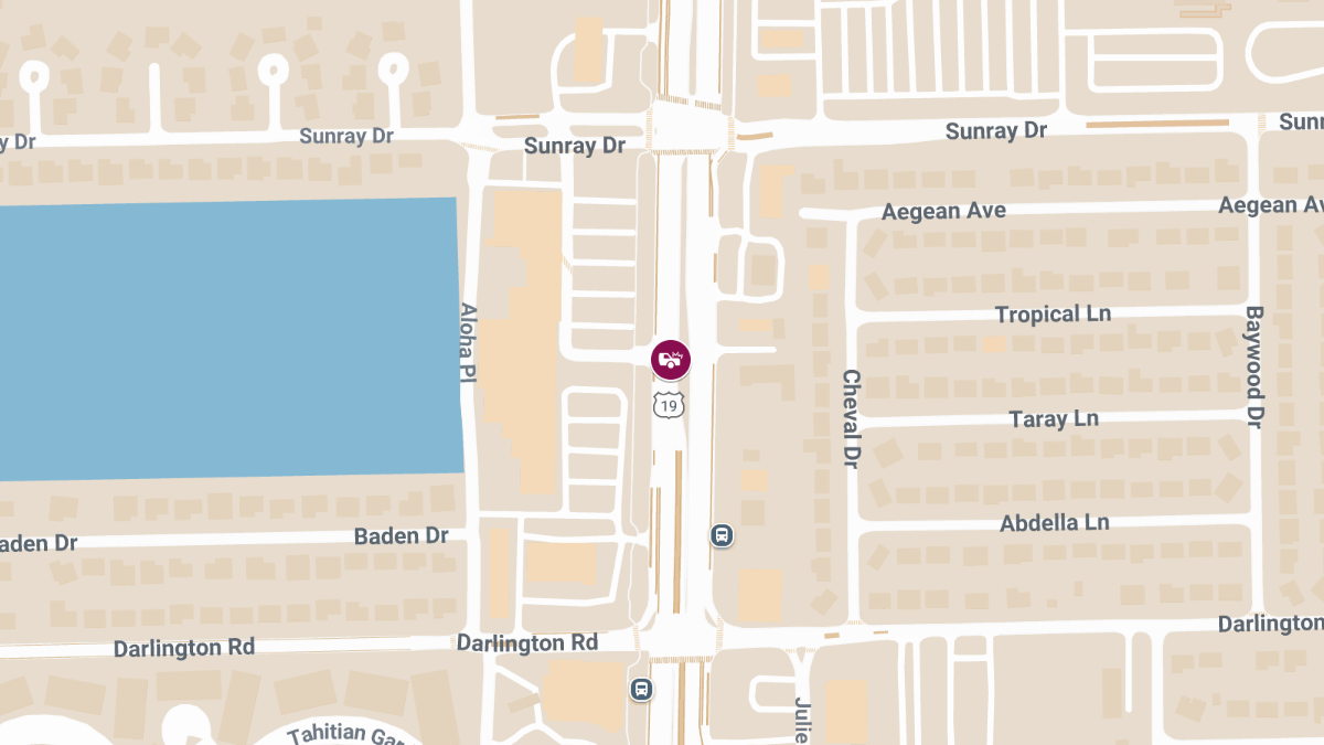 Injuries Reported in Hit-and-Run Crash on US-19 Near Sunray Dr