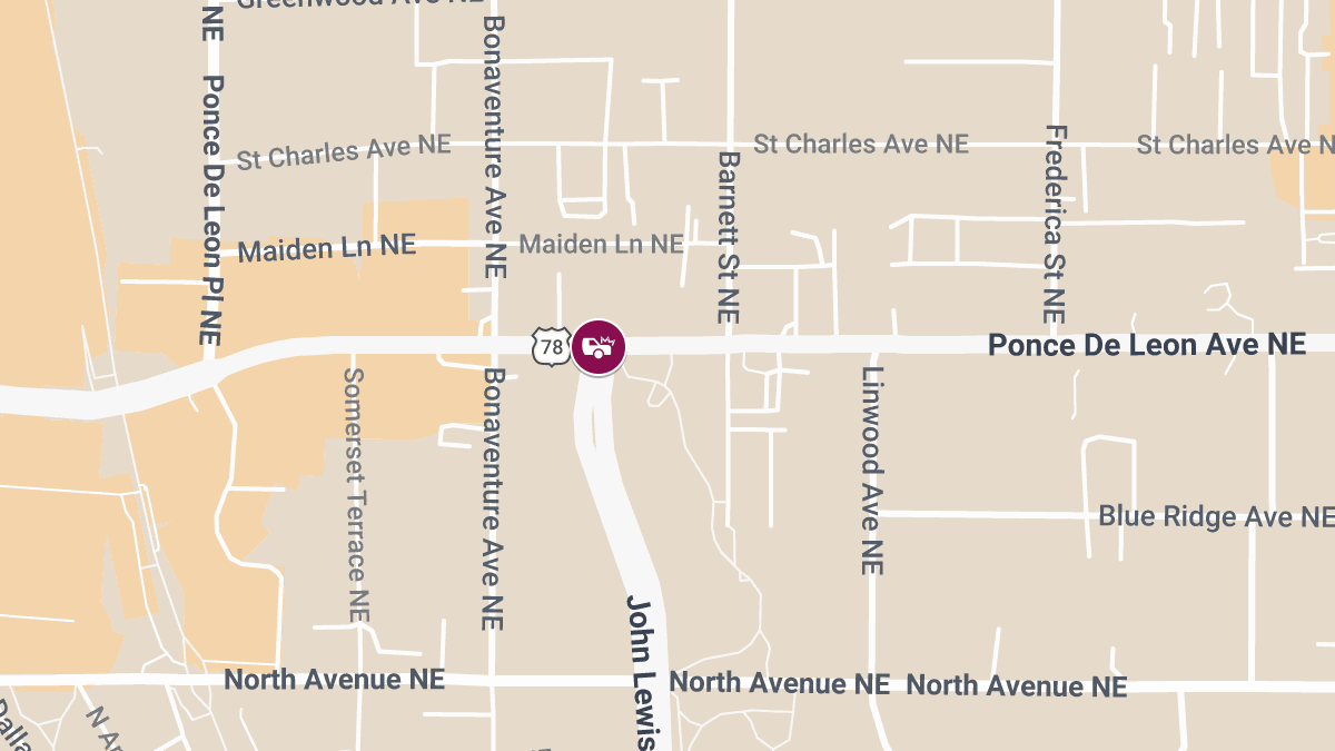 Injury Accident Reported at Ponce De Leon Ave NE & John Lewis Freedom Pkwy NE