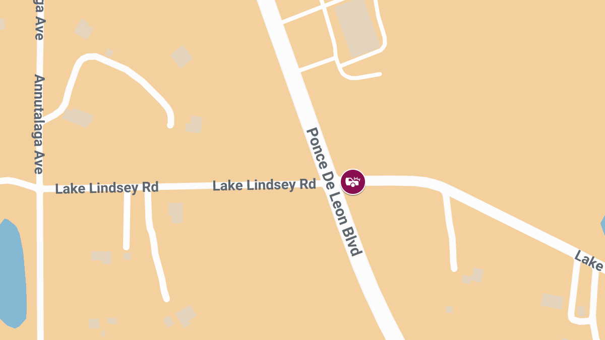 Injury Accident on Lake Lindsey Rd at Ponce De Leon Blvd