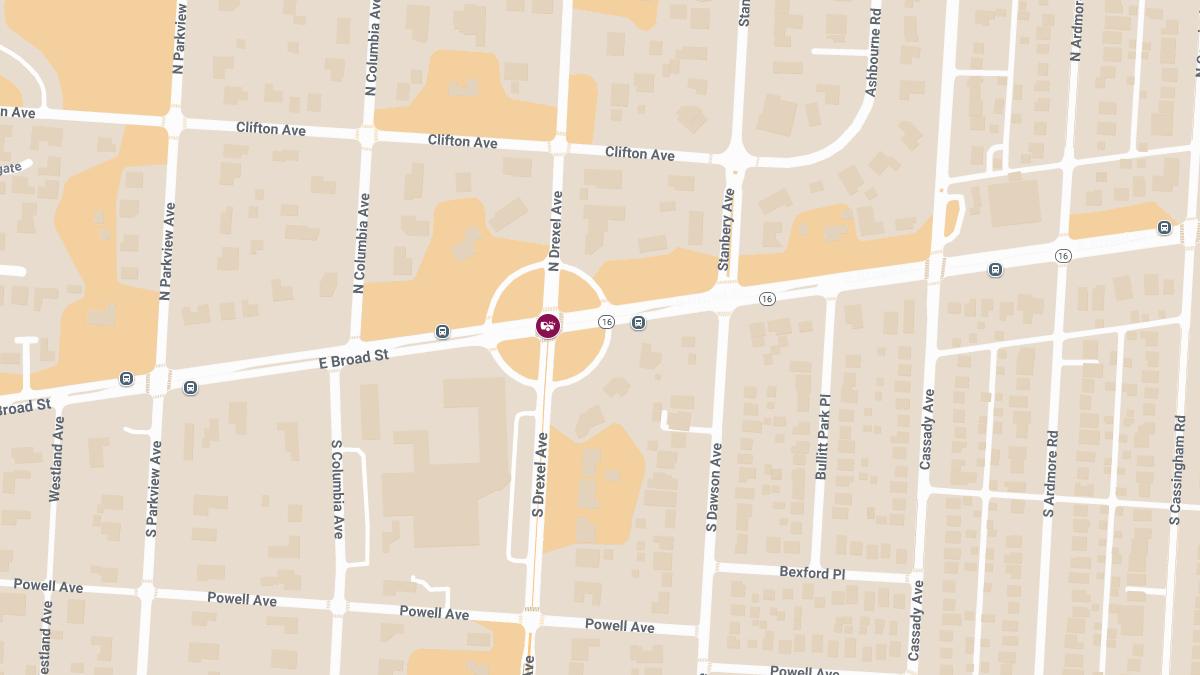 Injury Collision Reported at E Broad St & N Drexel Ave