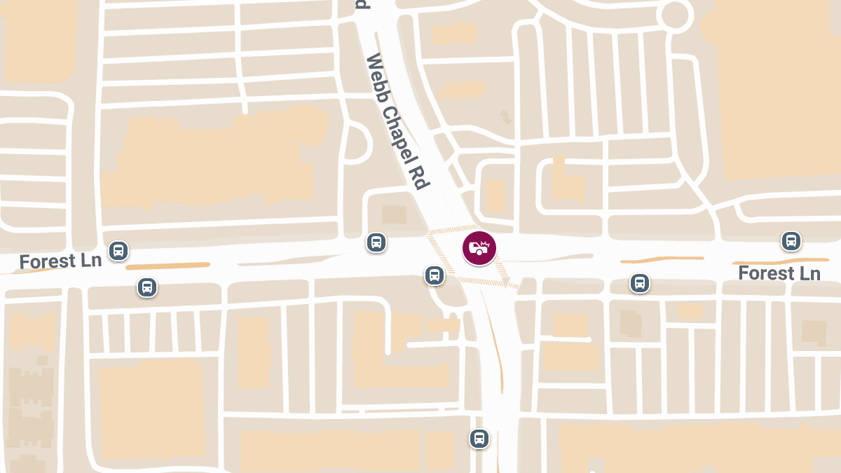 Injury Collision Reported at Forest Ln & Webb Chapel Rd