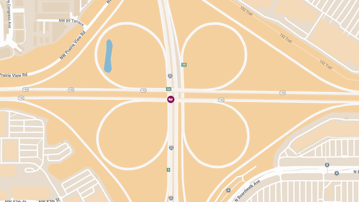 Injury Collision on MO-152 W at I-29 N Interchange