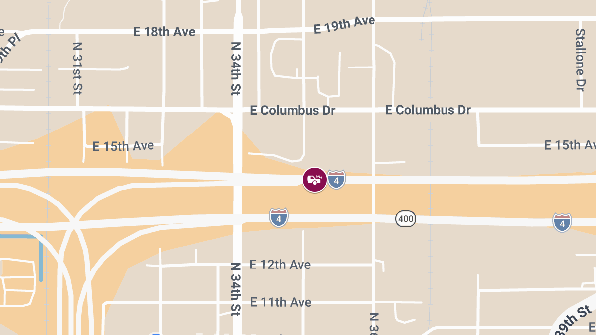 Injury Crash Blocks Inside Lane on I-4 EB Near MM 7