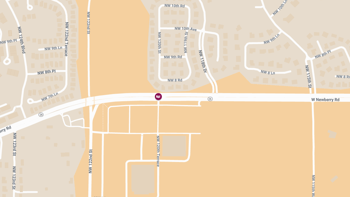 Injury Crash Blocks Roadway at NW 120th Ter & W Newberry Rd