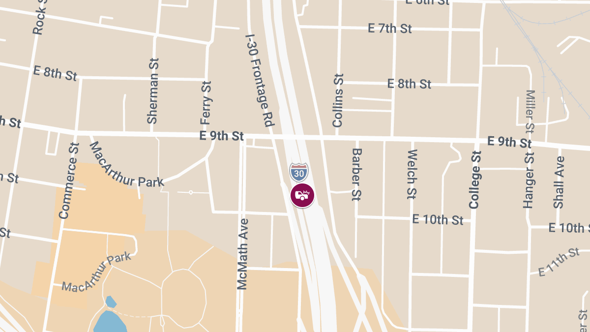 Injury Crash Involving 18-Wheeler and GMC Truck on I-30 Westbound Near Ninth St