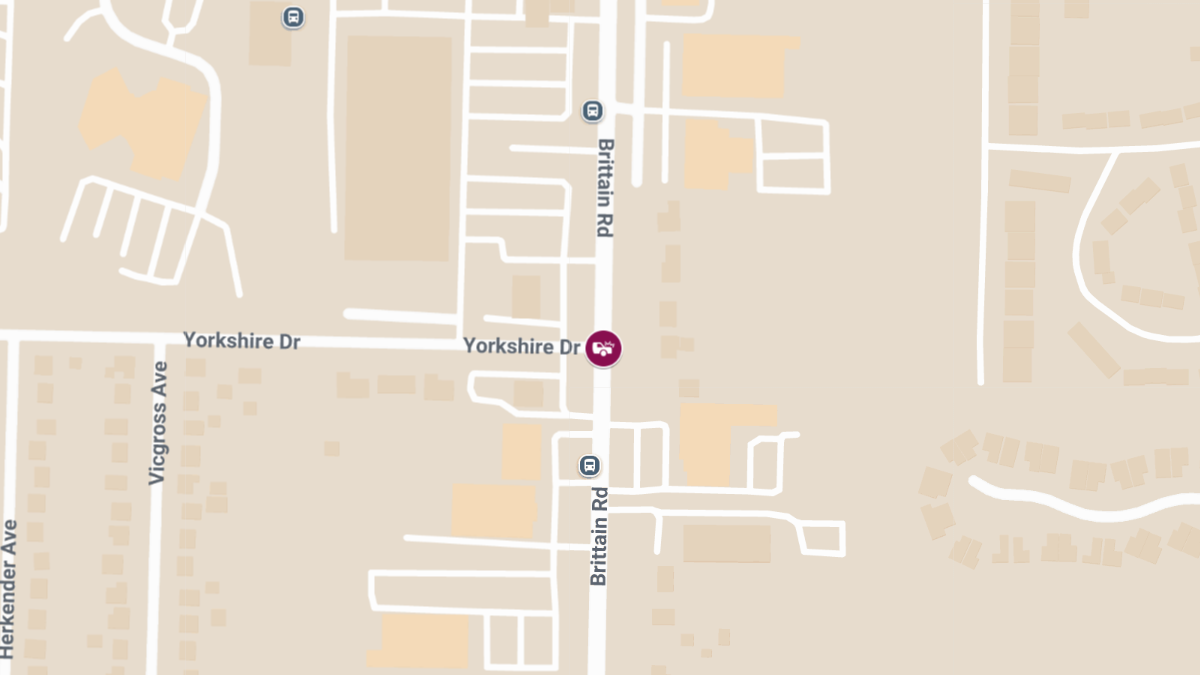 Injury Crash Reported at Brittain Rd and Yorkshire Dr