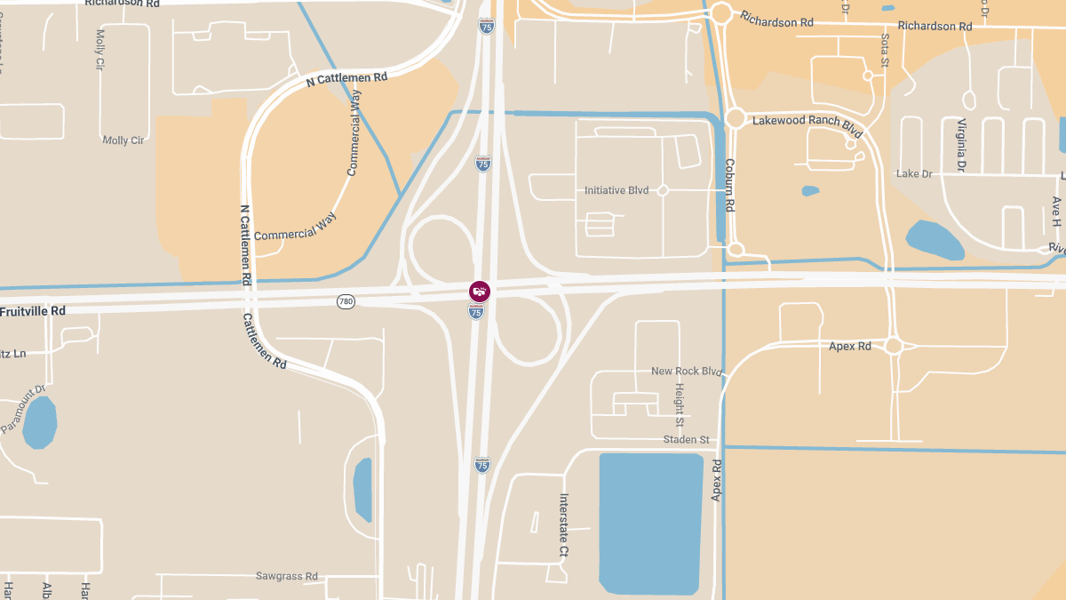 Injury Crash Reported at Fruitville Rd & I-75 S Exit 210 On-Ramp
