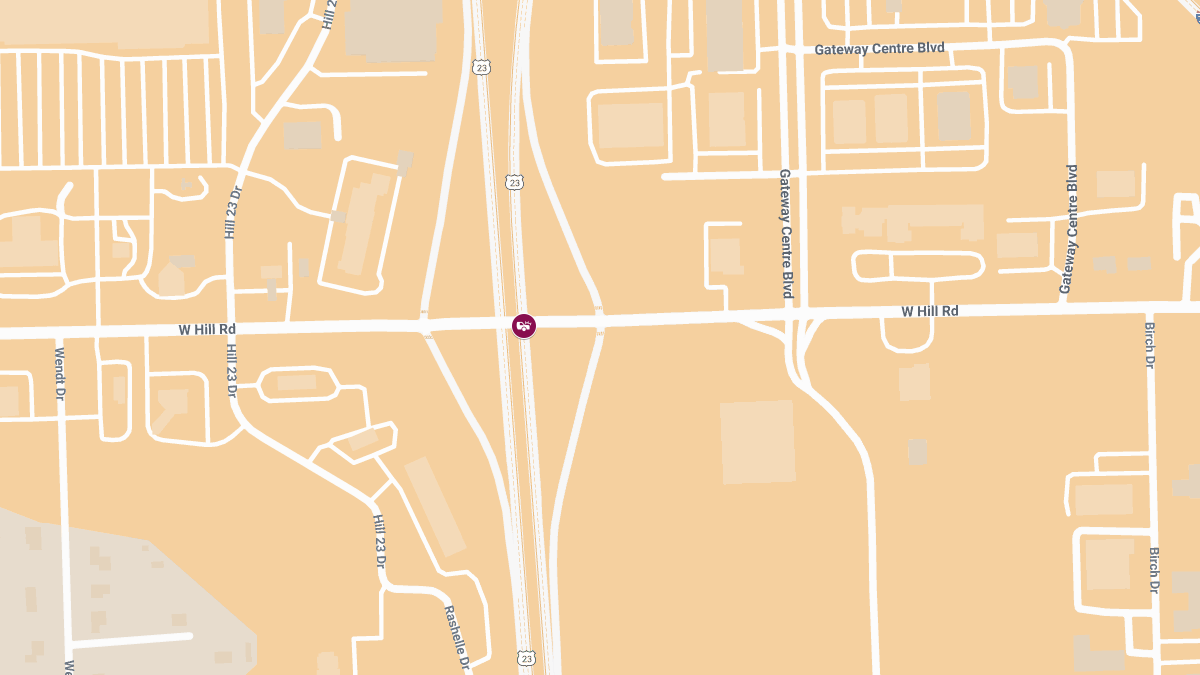 Injury Crash Reported on Northbound US-23 at W Hill Rd