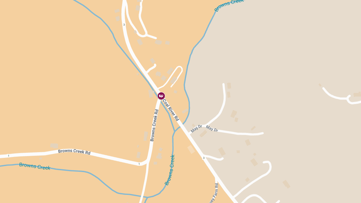 Injury Crash at Browns Creek Rd and Coal River Rd