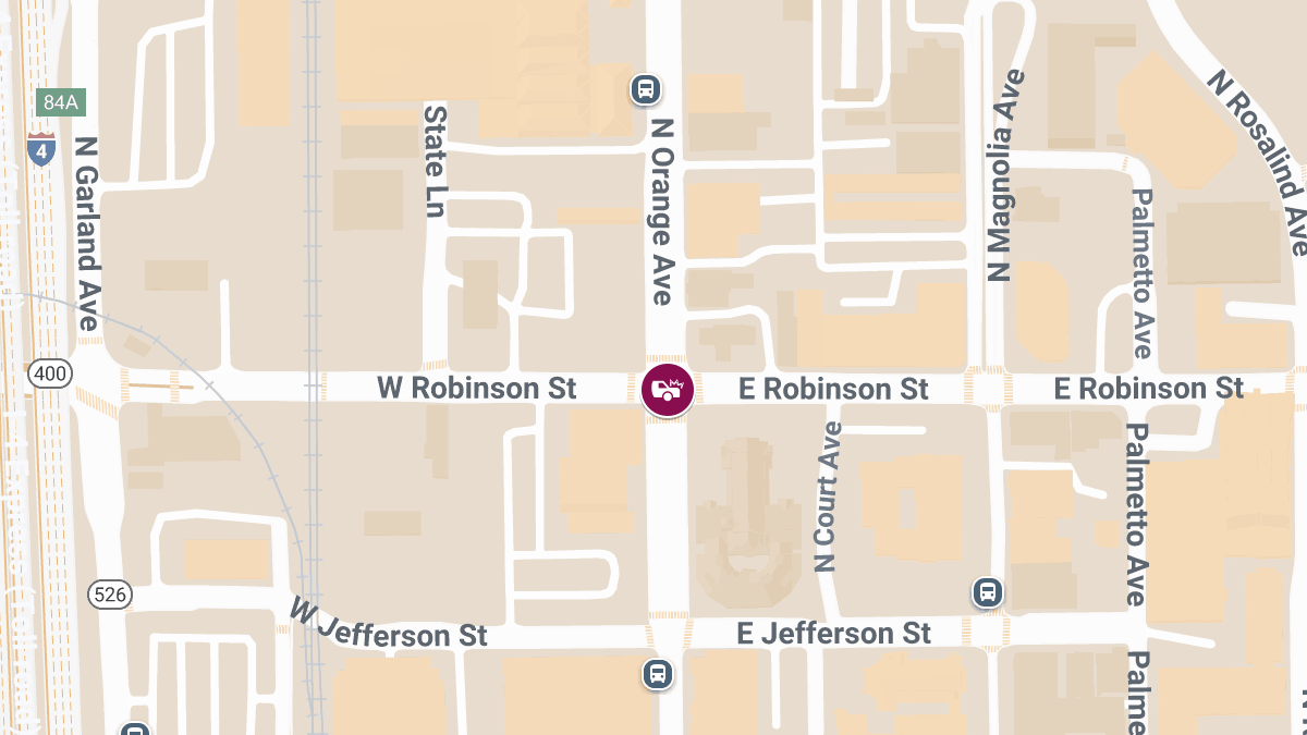 Injury Reported in Auto Accident at N Orange Ave & E Robinson St