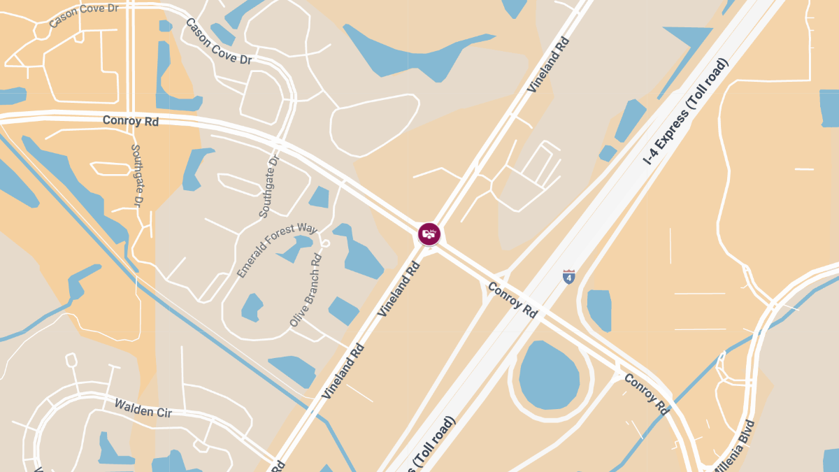 Injury Reported in Crash at Conroy Rd & Vineland Rd