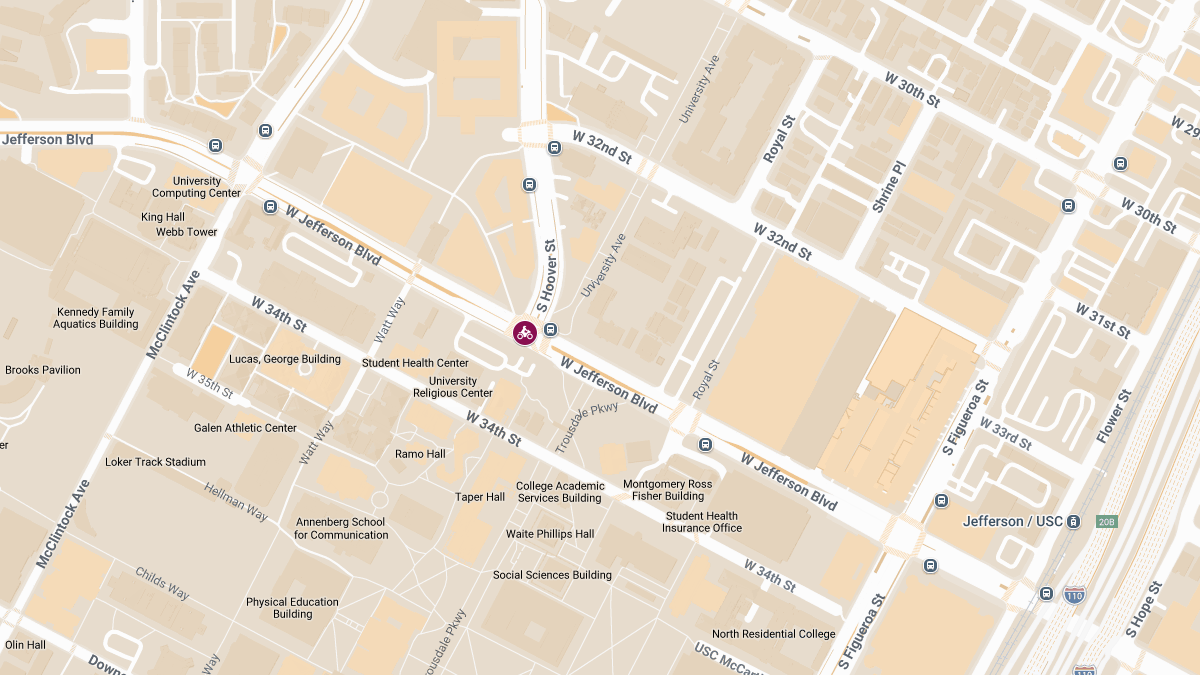 Motorcycle Crash with Injuries at S Hoover St & W Jefferson Blvd