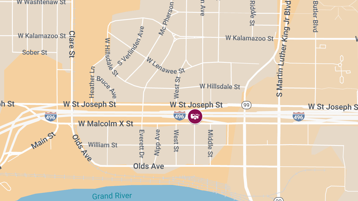 Multi-Vehicle Crash with Injuries on I-496 Near Martin Luther King Blvd