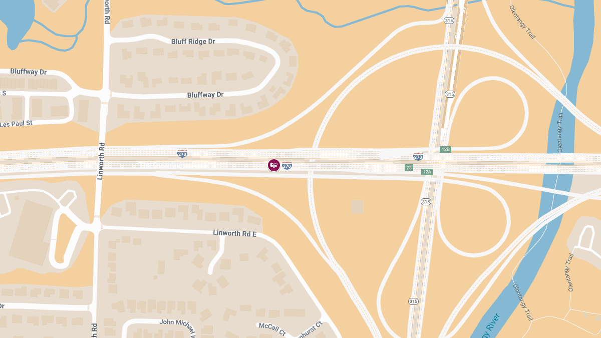 One Injured in Car Accident on I-270 West at Exit 23