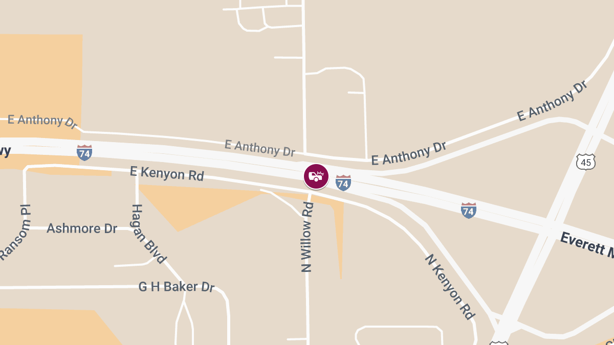 One Injured in Two-Vehicle Crash on I-74 WB Near Milemarker 104
