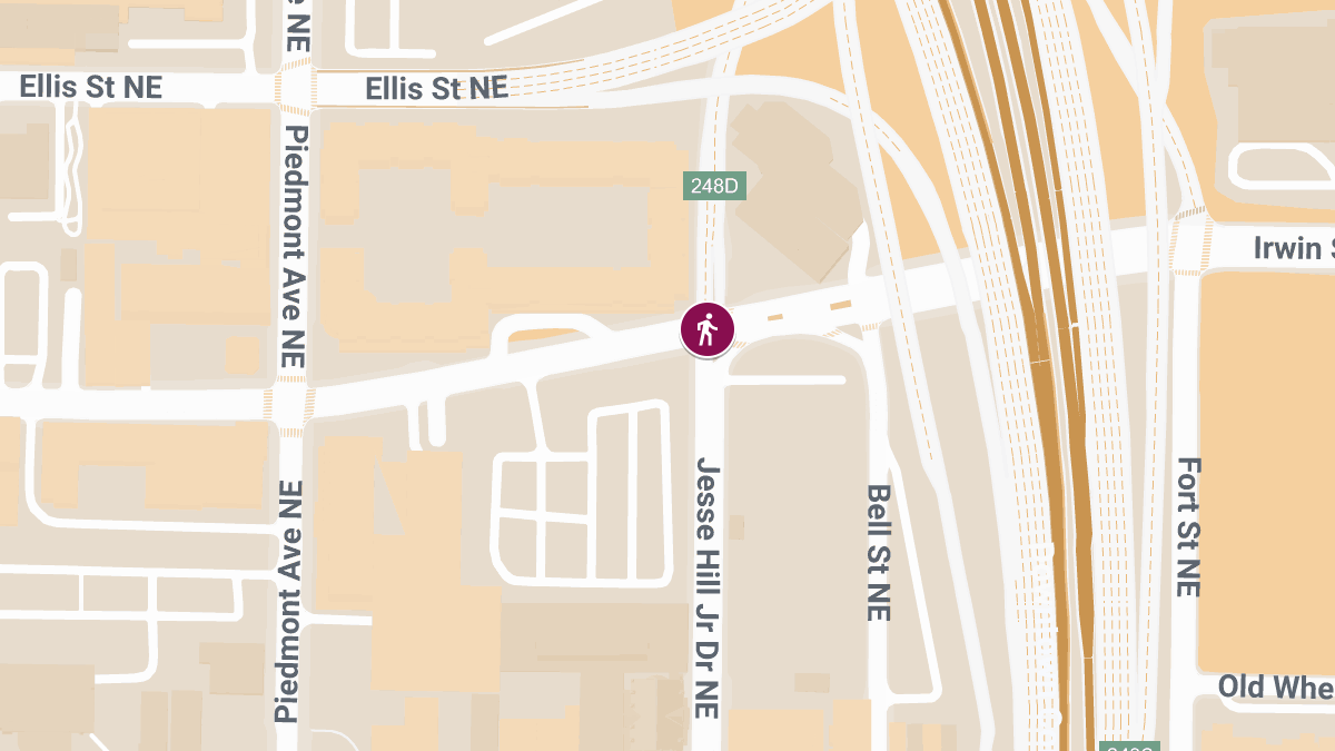 Pedestrian Injured in Collision at John Wesley Dobbs Ave NE & Jesse Hill Jr Dr NE