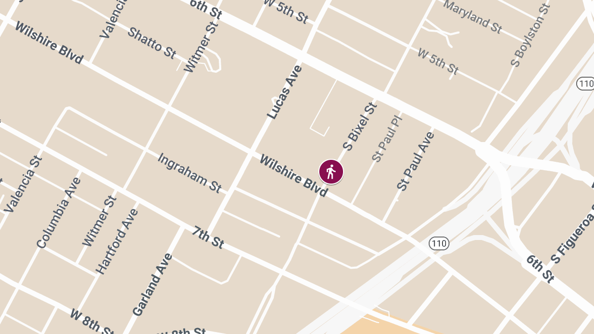 Pedestrian Injured in Collision at Wilshire Blvd and S Bixel St