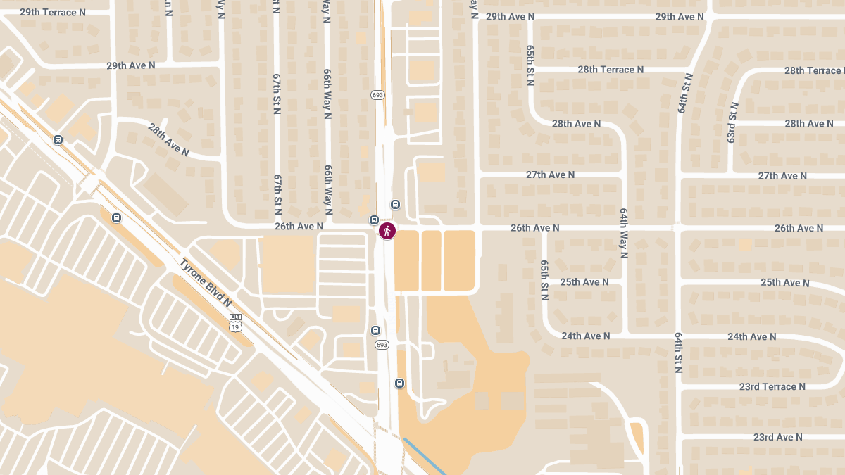 Pedestrian Injured in Crash at 26th Ave N and 66th St N