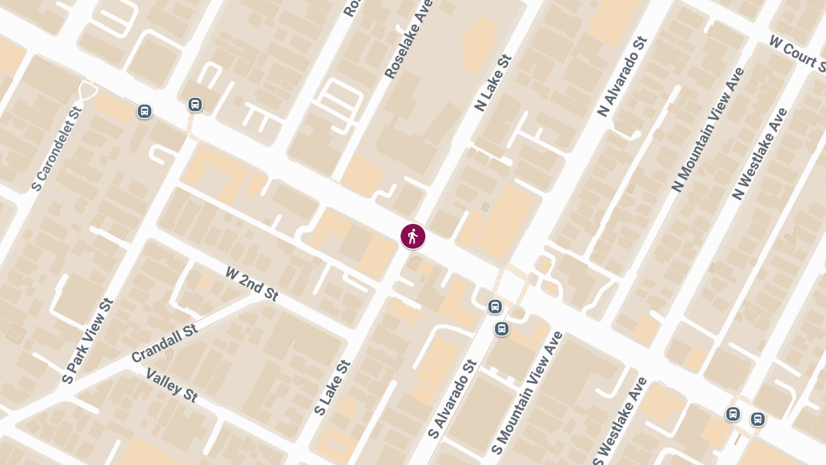 Pedestrian Injured in Crash at Beverly Blvd & S Lake St