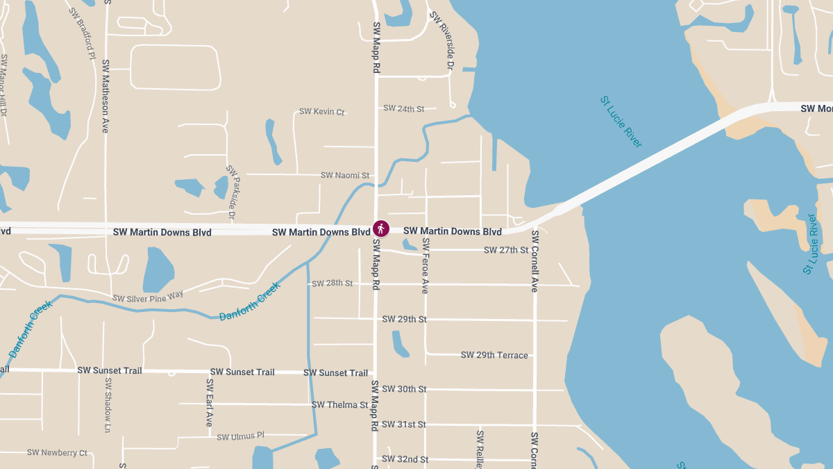 Pedestrian Injured in Crash at Martin Downs Blvd & Mapp Rd