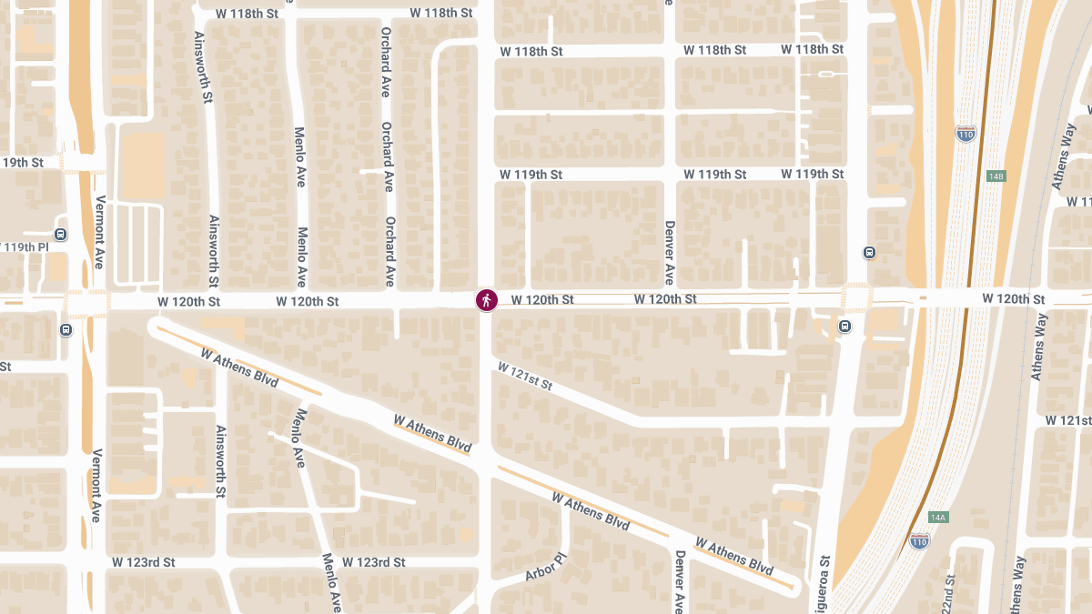 Pedestrian Injured in Crash at W 120th St & Hoover St