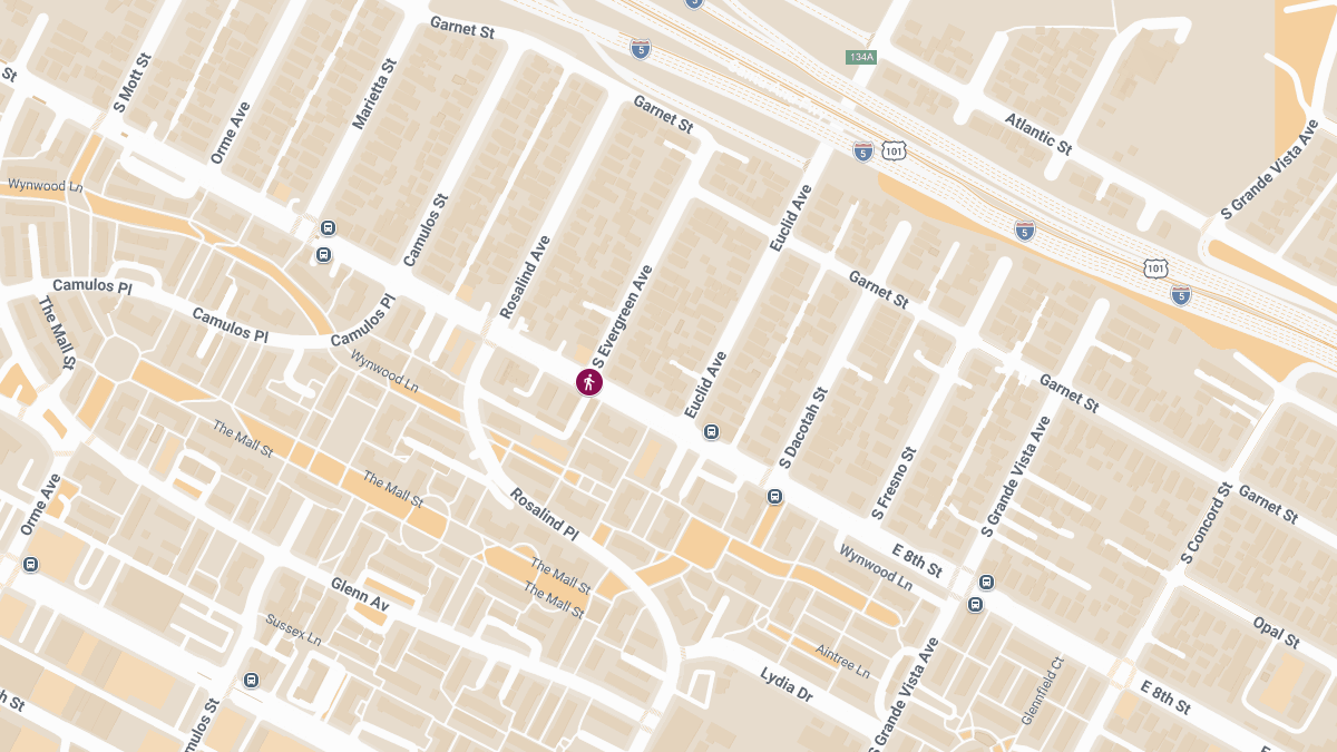 Pedestrian Struck in Crash at E 8th St & S Evergreen Ave