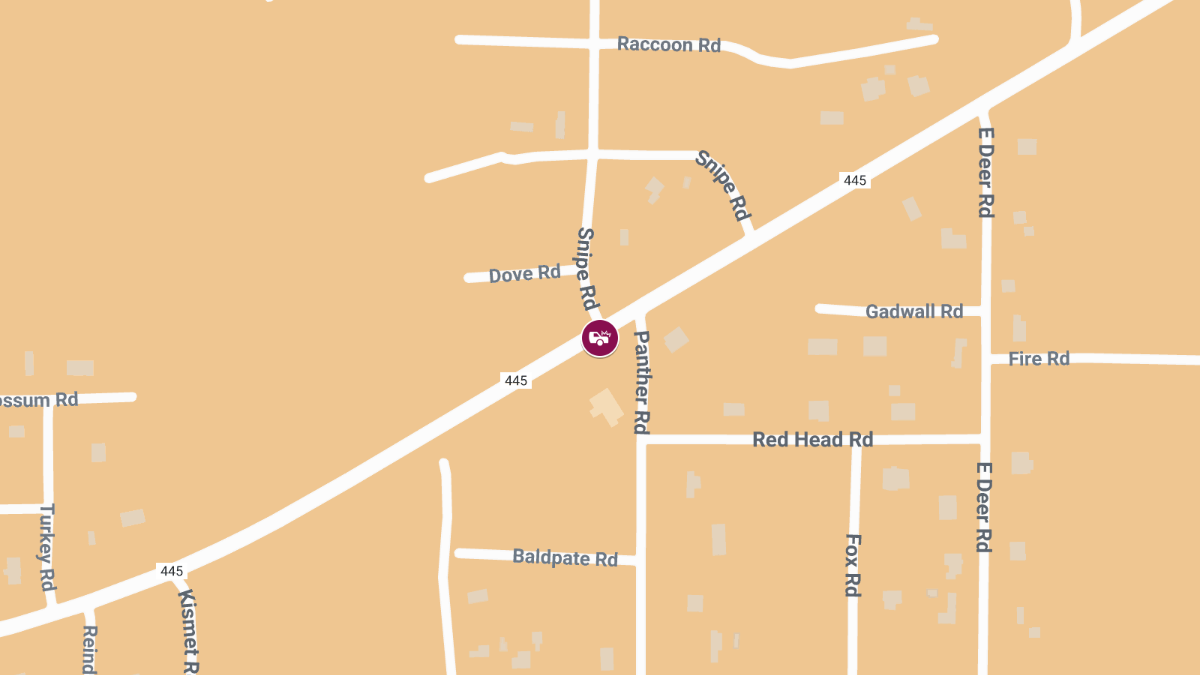 Roadway Blocked, Injuries Sustained in Crash at CR-445 and Armadillo Rd