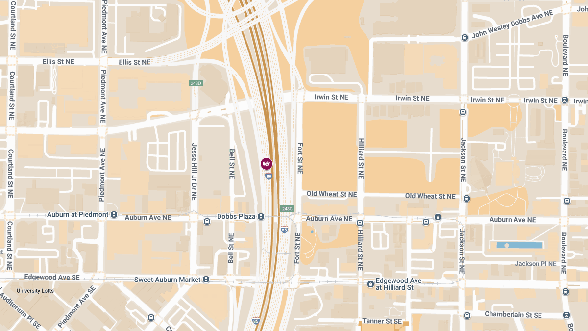 Traffic Collision With Injuries on I-75/85 SB Near John Wesley Dobbs Ave