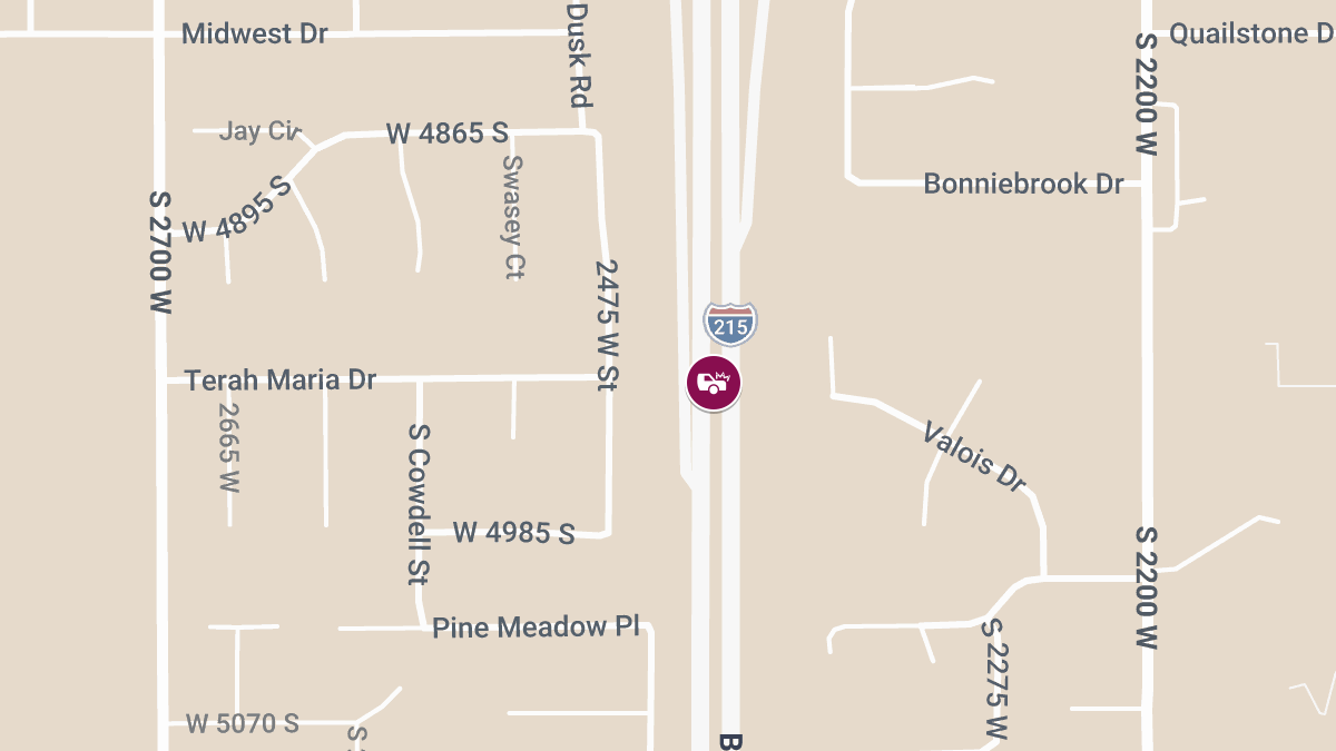 Two-Car Accident With Injuries on I-215 N at W 4900 S