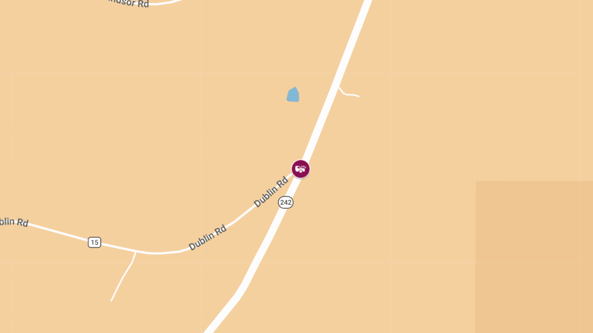 Two-Car Accident with Injuries at Rte 242 & Dublin Rd