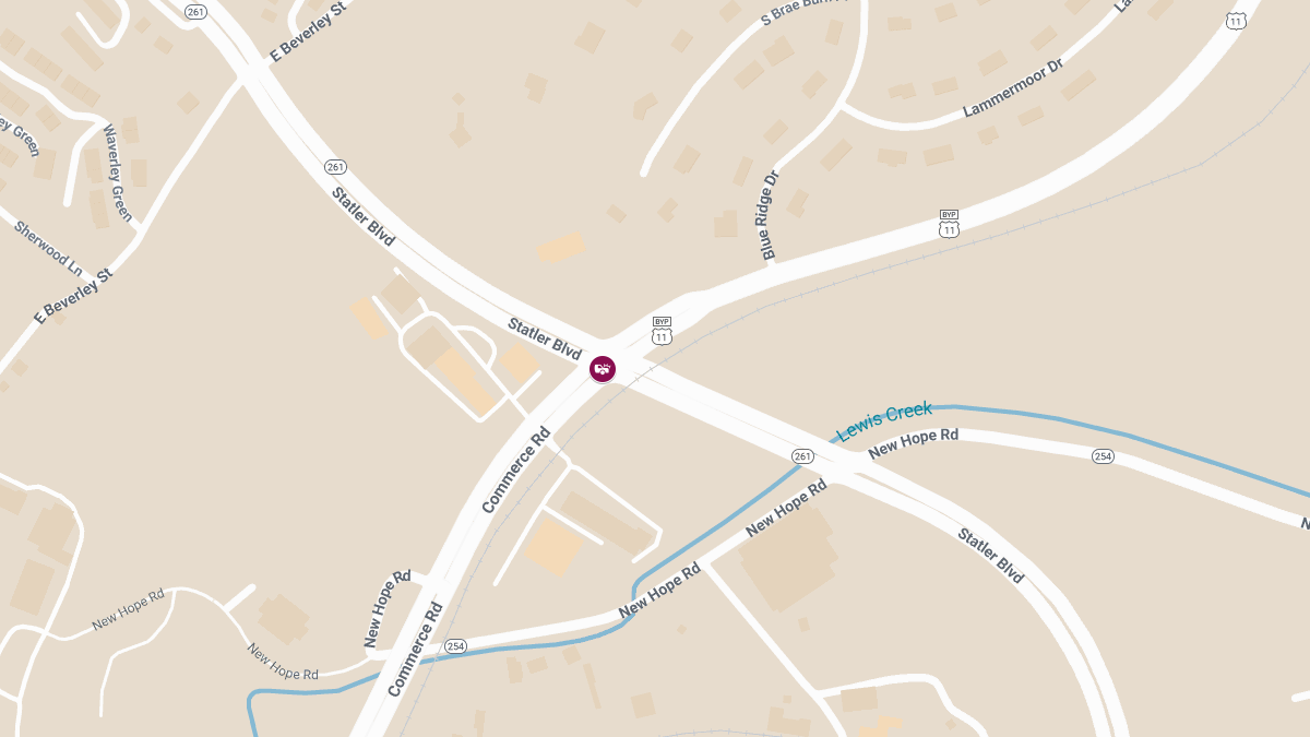 Two Injured in Crash at Commerce Rd & Statler Blvd