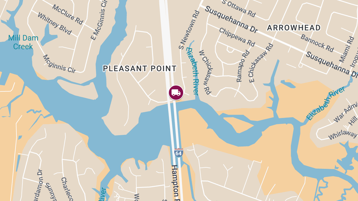 Two-Truck Collision with Injuries on I-64 at Newtown Rd