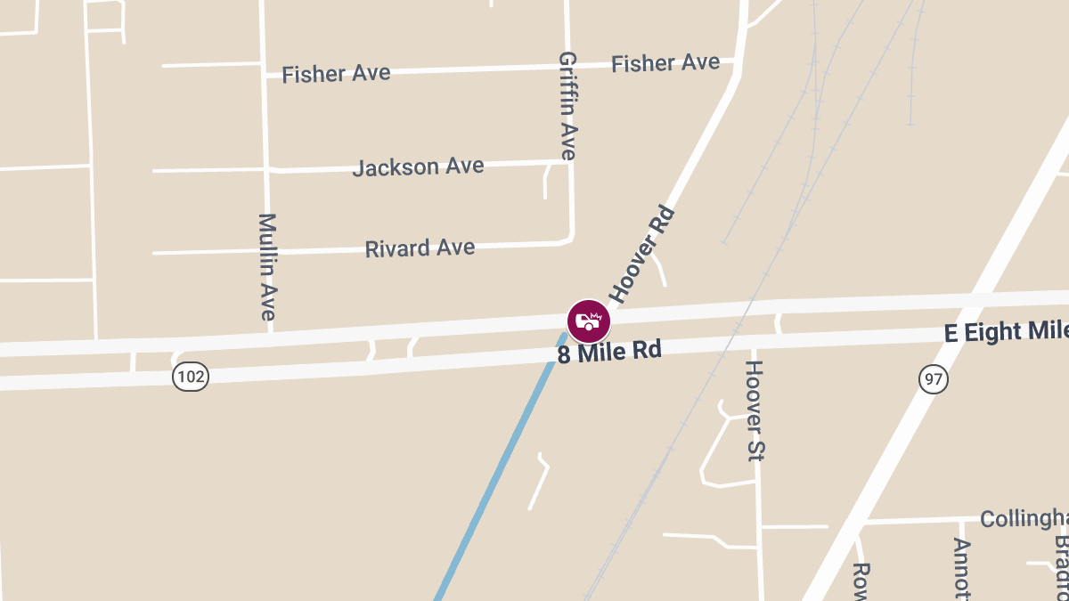 Two-Vehicle Accident With Injuries at E 8 Mile Rd and Hoover Rd