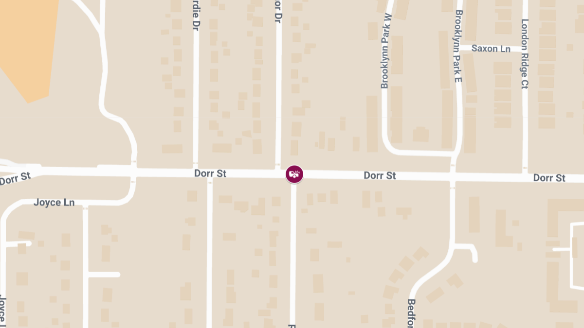 Two-Vehicle Accident With Injuries at Rochelle Rd and Dorr St