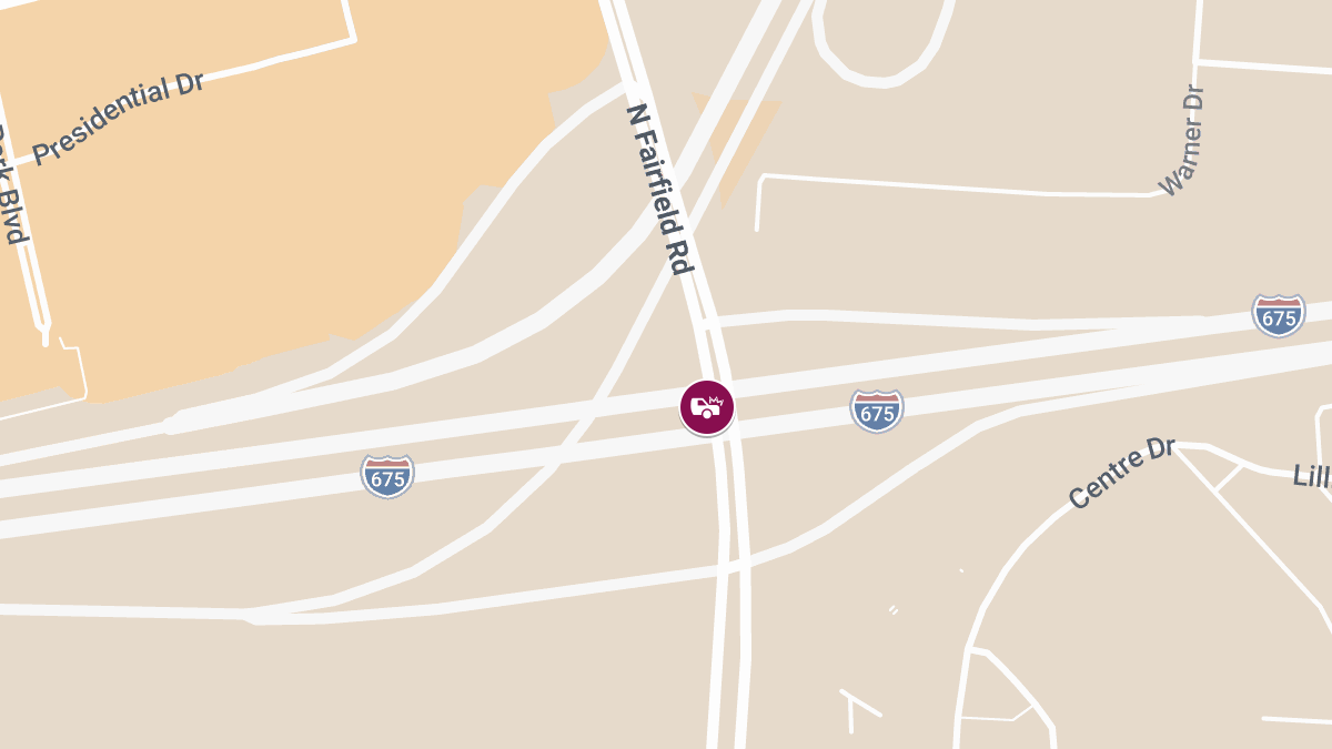 Two-Vehicle Accident with Injuries Near I-675 and N Fairfield Rd