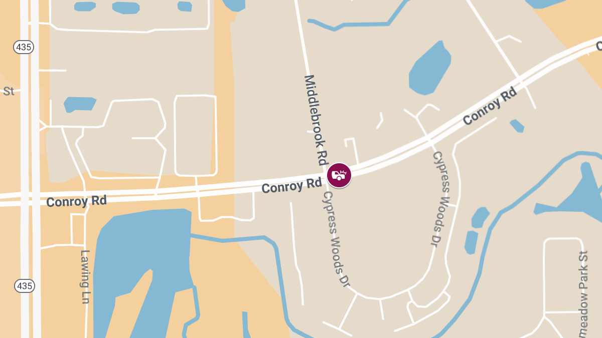Two-Vehicle Accident with Injuries at Middlebrook Rd & Cypress Woods Dr