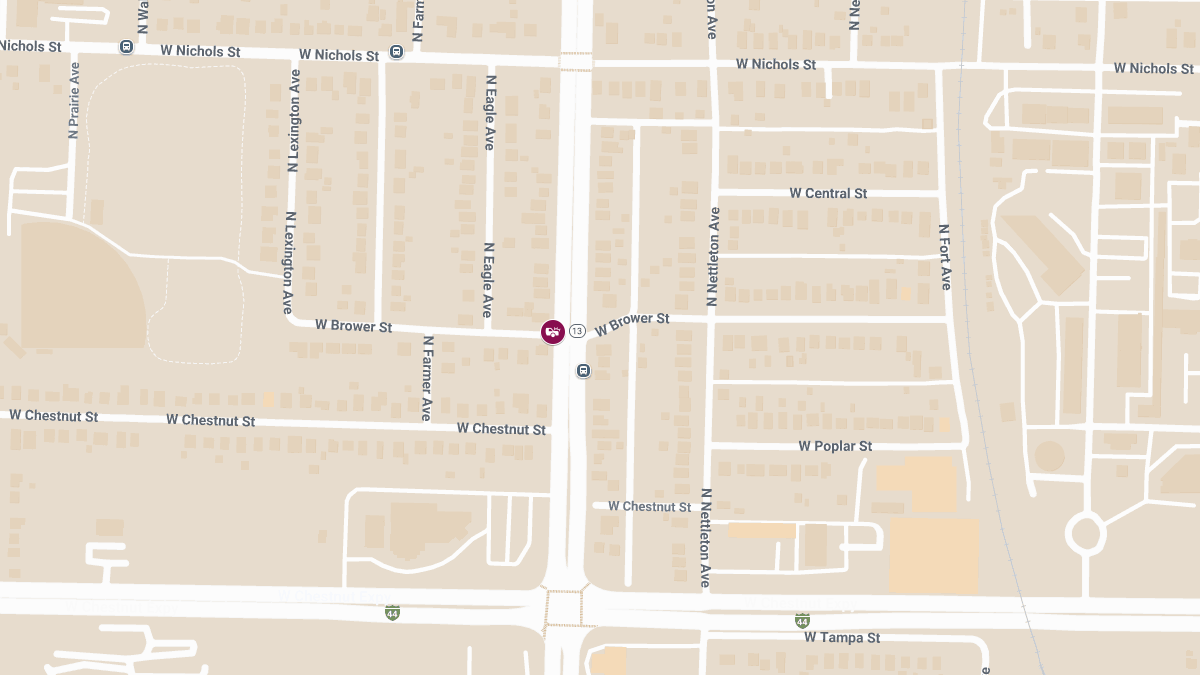 Two-Vehicle Accident with Injuries at N Kansas Expy & W Brower St