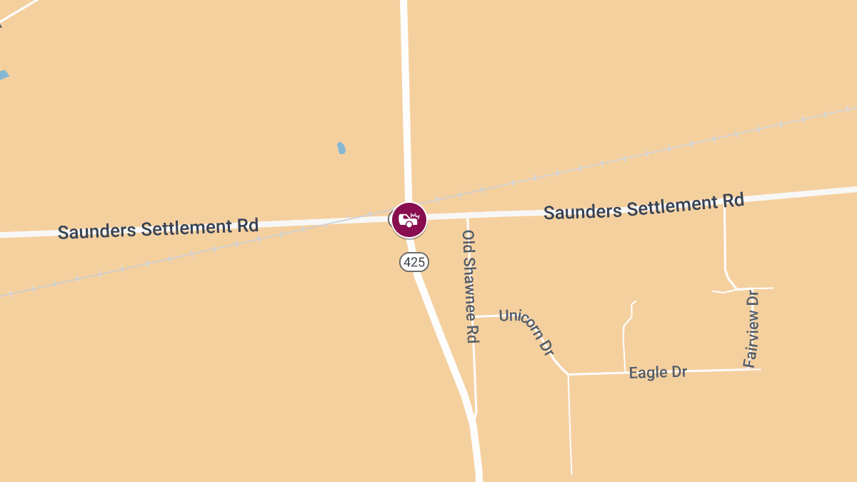 Two-Vehicle Accident with Injuries at Saunders Settlement Rd & Shawnee Rd