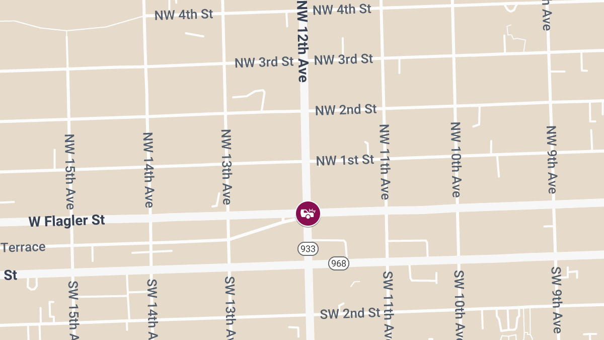 Two-Vehicle Accident with Injuries at W Flagler St & NW 12th Ave