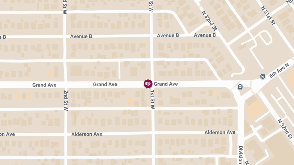 Two-Vehicle Collision with Injuries at Grand Ave & 1st St W