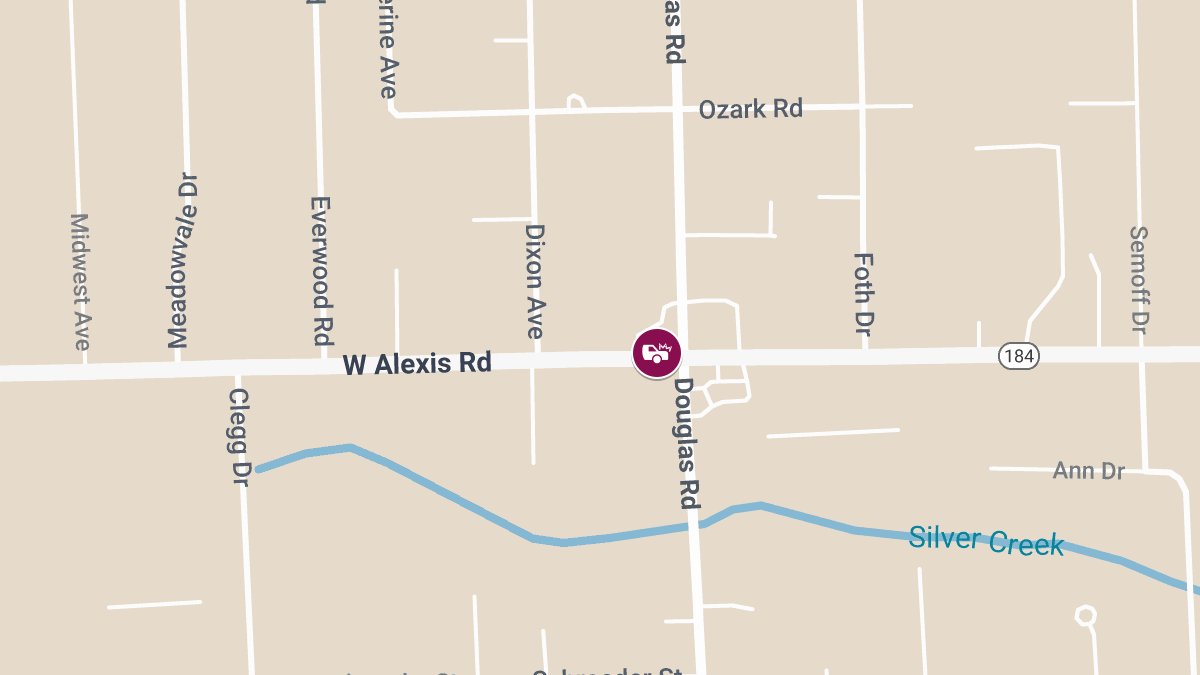 Two-Vehicle Collision with Injuries at W Alexis Rd & Douglas Rd