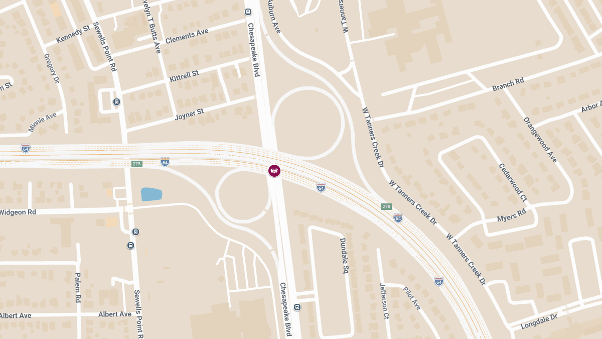 Two-Vehicle Crash With Injuries Near I-64 & Chesapeake Blvd