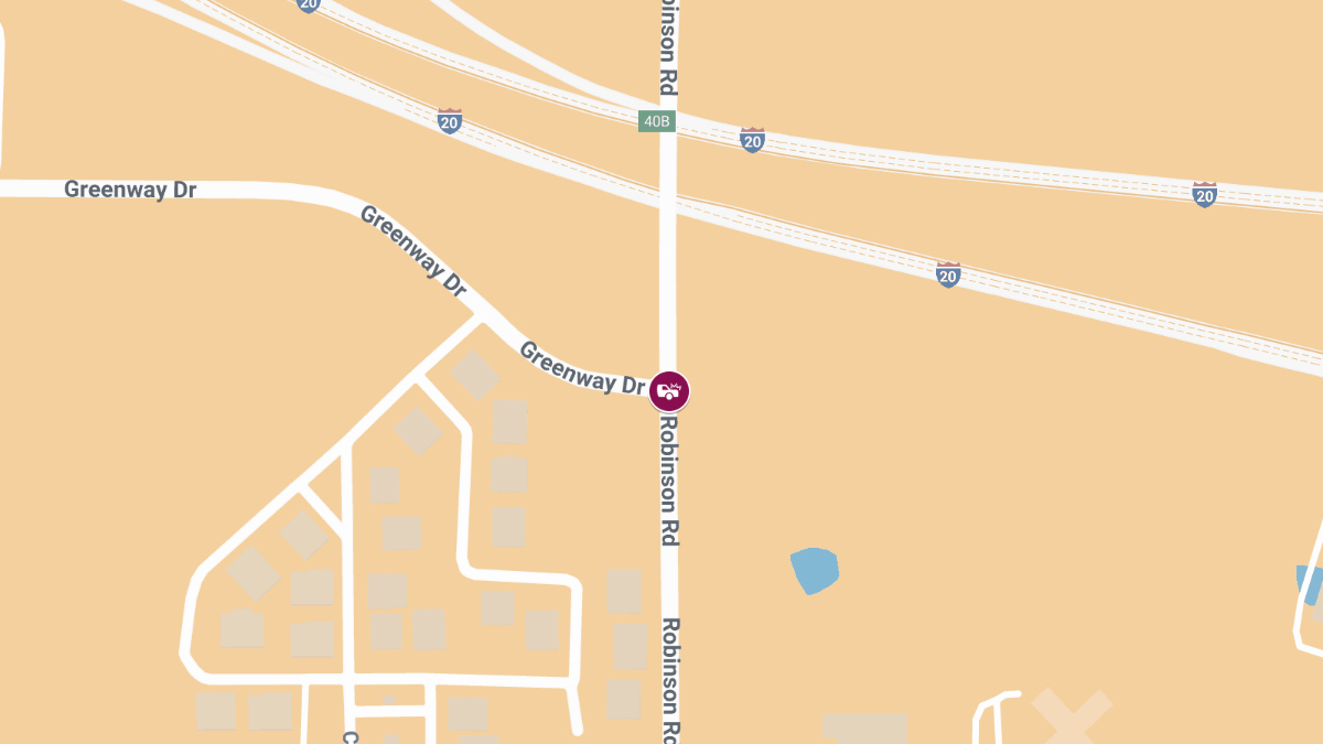 Two-Vehicle Crash with Injuries at Robinson Rd and Greenway Dr
