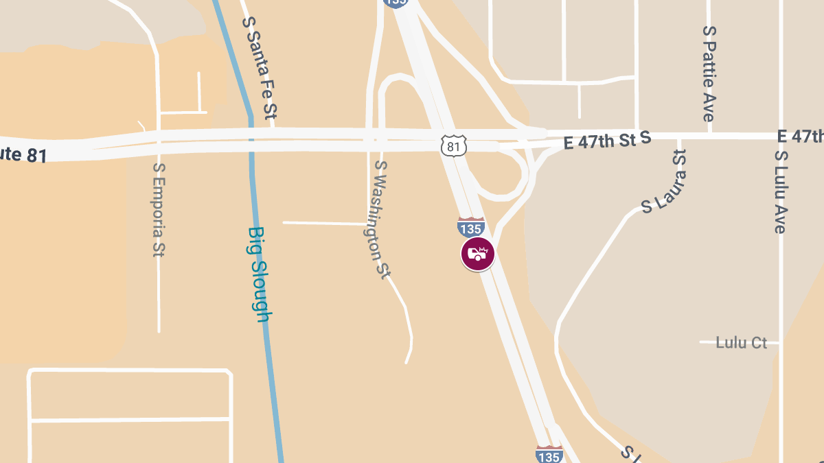 Two-Vehicle Crash with Injuries on I-135 Near 48th St