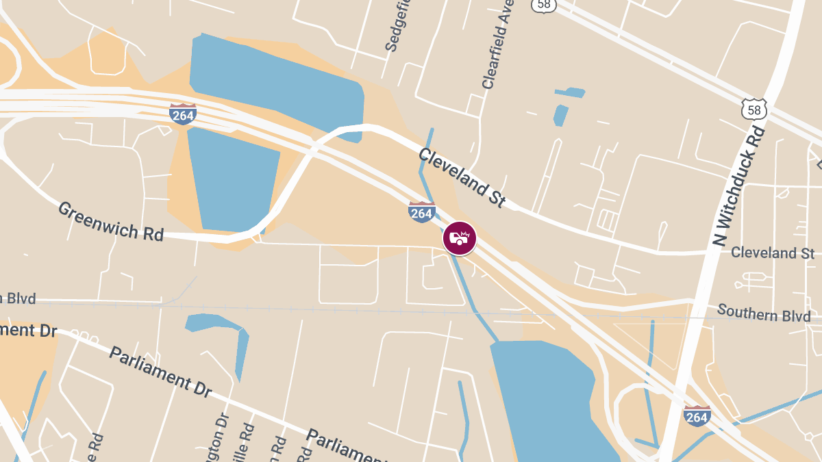 Two-Vehicle Injury Accident on I-264 WB Near Witch Duck Rd Exit